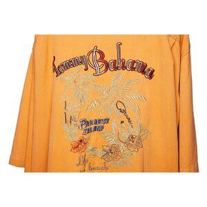 Tommy Bahama Men's 100% Silk Embroidered Camp Shirt XXL Paradise Island Orange